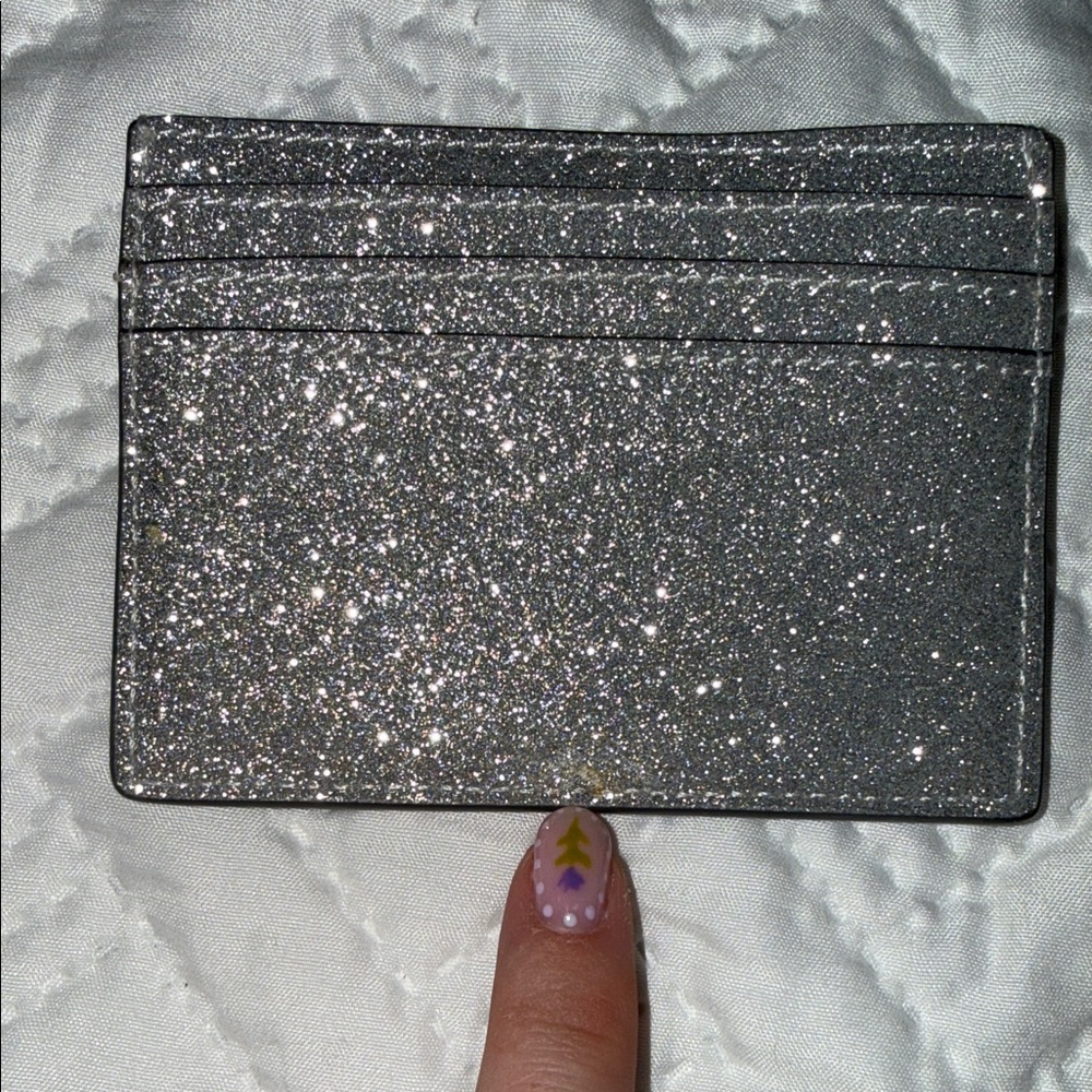 kate spade glitter card case in silver sparkle - Picture 3 of 4